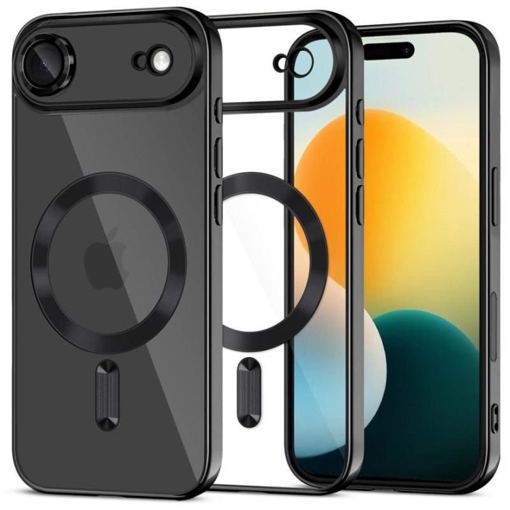 Telefono dėklas skaidrus juodas MagSafe iPhone 17