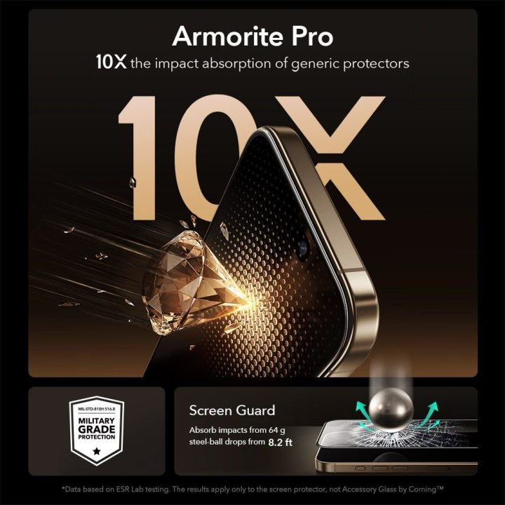 Grūdintas stiklas iPhone 17 Pro skaidrus Armorite ESR