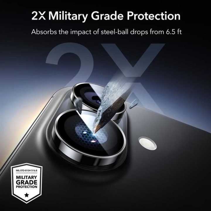 Kameros lęšių apsauga iPhone 16 / 16 Plus / 17 juoda ESR Armorite