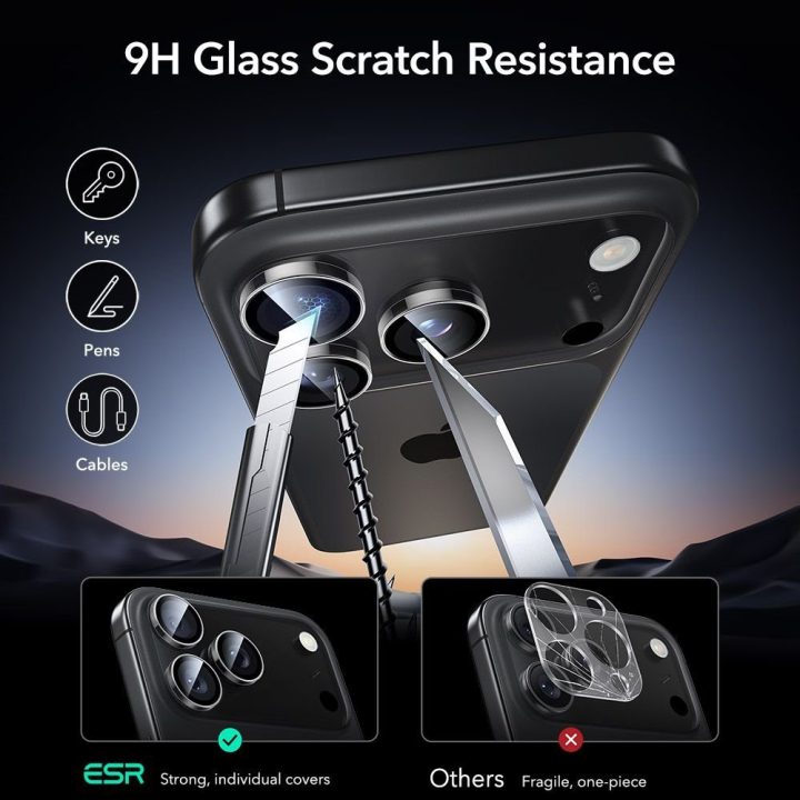 Kameros apsauga skaidri iPhone 14–17 Pro / Pro Max ESR Armorite
