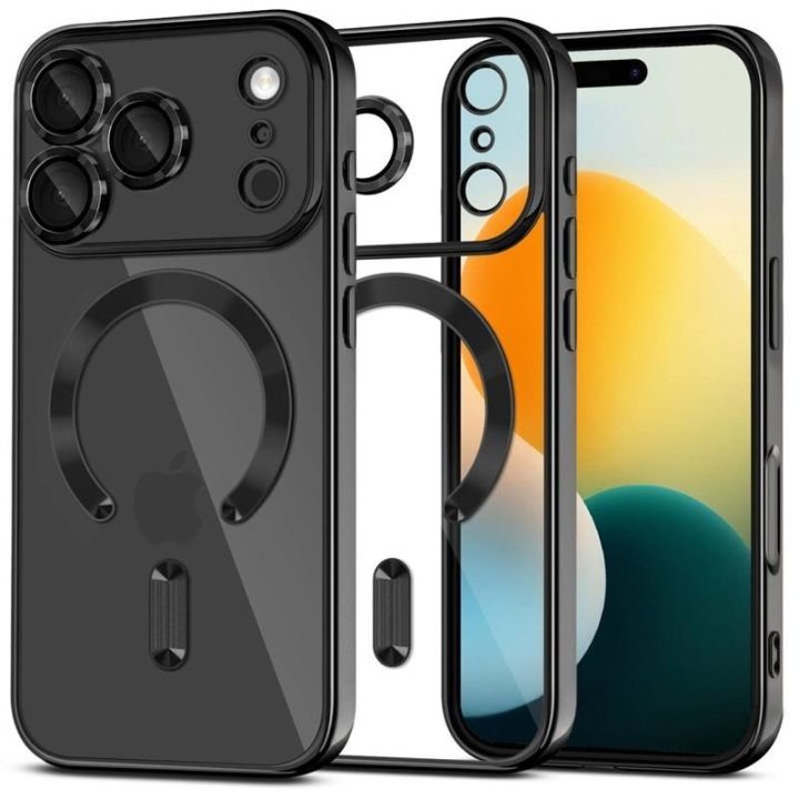 Telefono dėklas skaidrus juodas MagSafe iPhone 17 Pro Max
