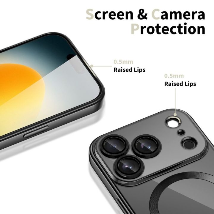 Telefono dėklas skaidrus juodas MagSafe iPhone 17 Pro Max