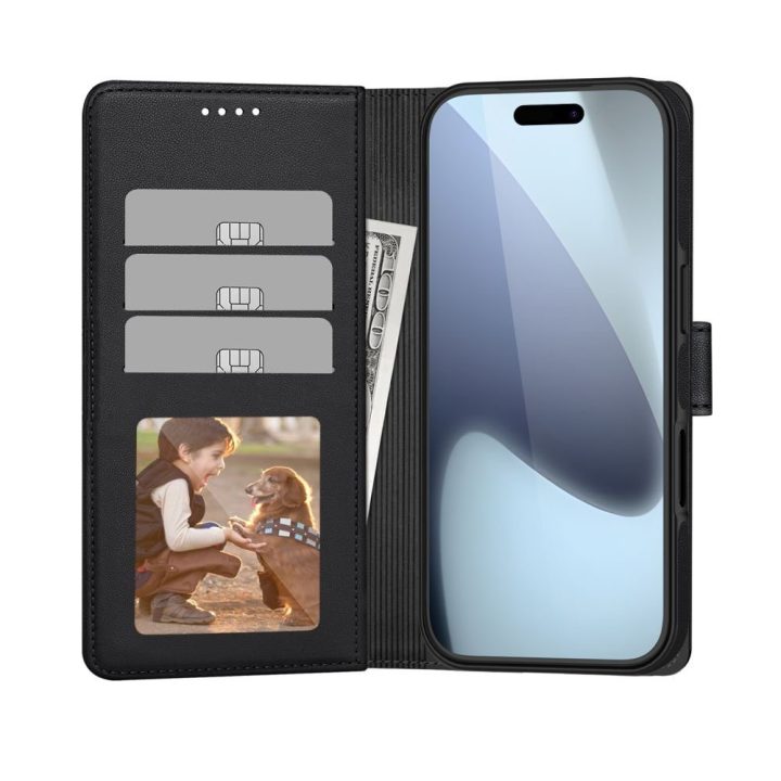Telefono dėklas iPhone 17 juodas Wallet MagSafe