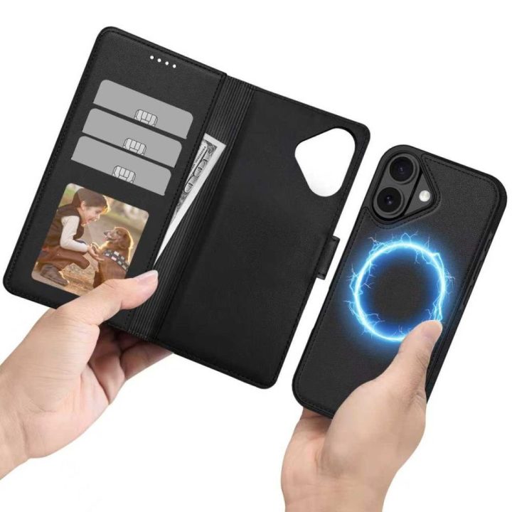 Telefono dėklas iPhone 17 juodas Wallet MagSafe