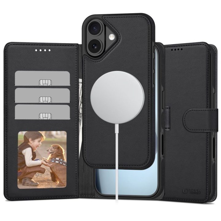Telefono dėklas iPhone 17 juodas Wallet MagSafe