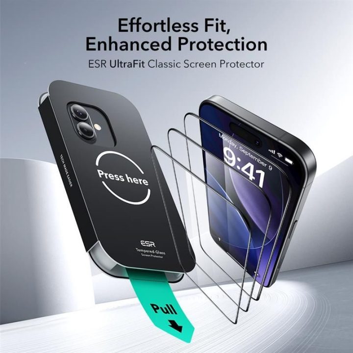 Grūdintas stiklas iPhone 16 Pro / 17 skaidrus 2 vnt. ESR