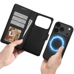 Telefono dėklas iPhone 17 Pro juodas Wallet MagSafe