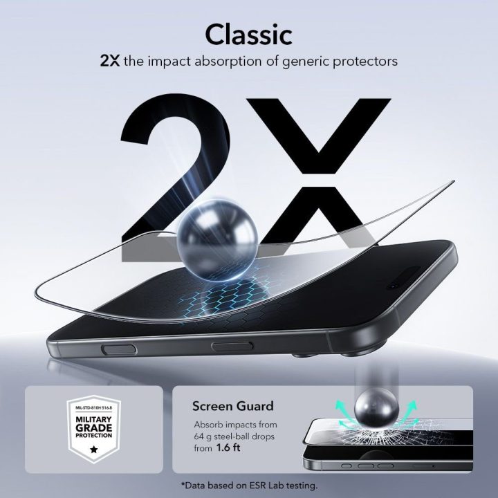 Grūdintas stiklas iPhone 17 Pro Max skaidrus 2 vnt. ESR