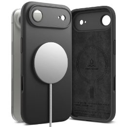 Telefono dėklas iPhone 17 Air juodas silikoninis MagSafe Ringke