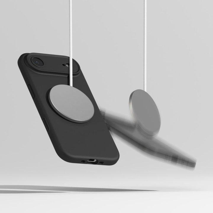 Telefono dėklas iPhone 17 Air juodas silikoninis MagSafe Ringke