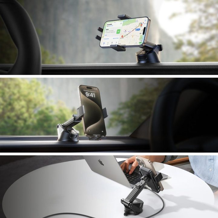 Automobilinis telefono laikiklis su belaidžiu krovikliu juodas JR-ZS241S