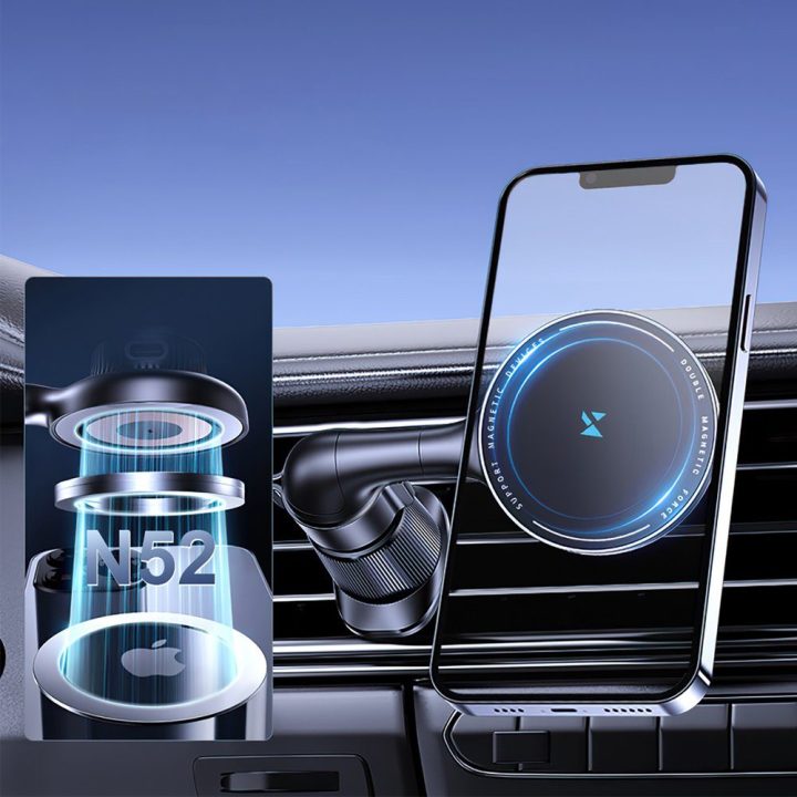 Automobilinis telefono laikiklis su MagSafe ir belaidžiu krovimu 15 W