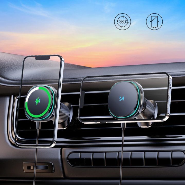 Automobilinis telefono laikiklis su MagSafe ir belaidžiu krovimu 15 W