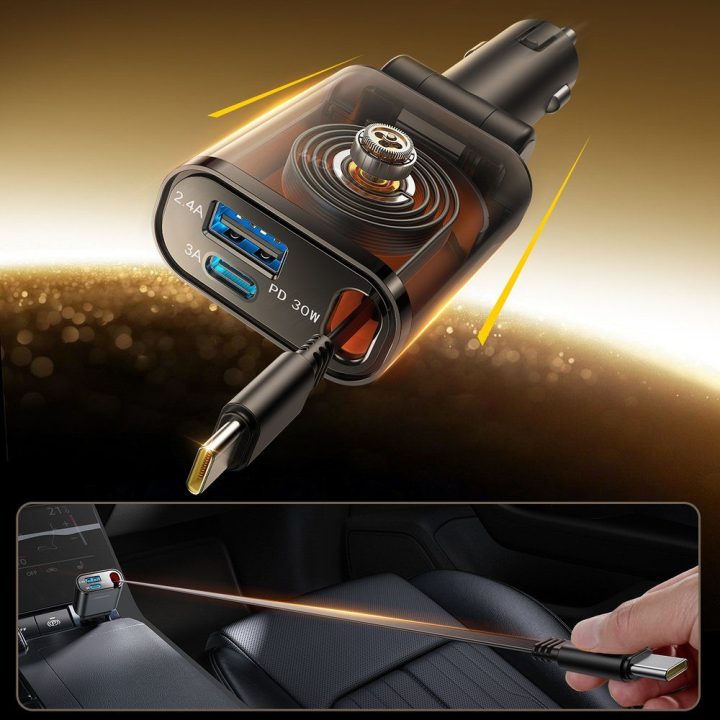 Automobilinis kroviklis 3 viename su integruotu laidu 30 W