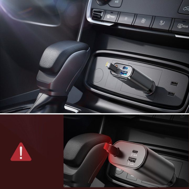 Automobilinis kroviklis 3 viename su integruotu laidu 30 W
