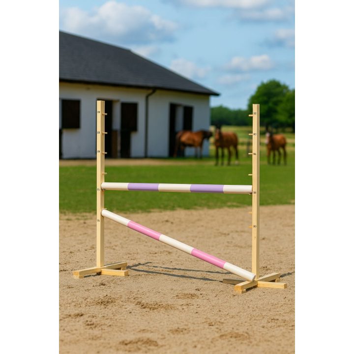 Šuolių kliūtis Hobby Horse 120 cm su dviem kartimis rožinė ir violetinė