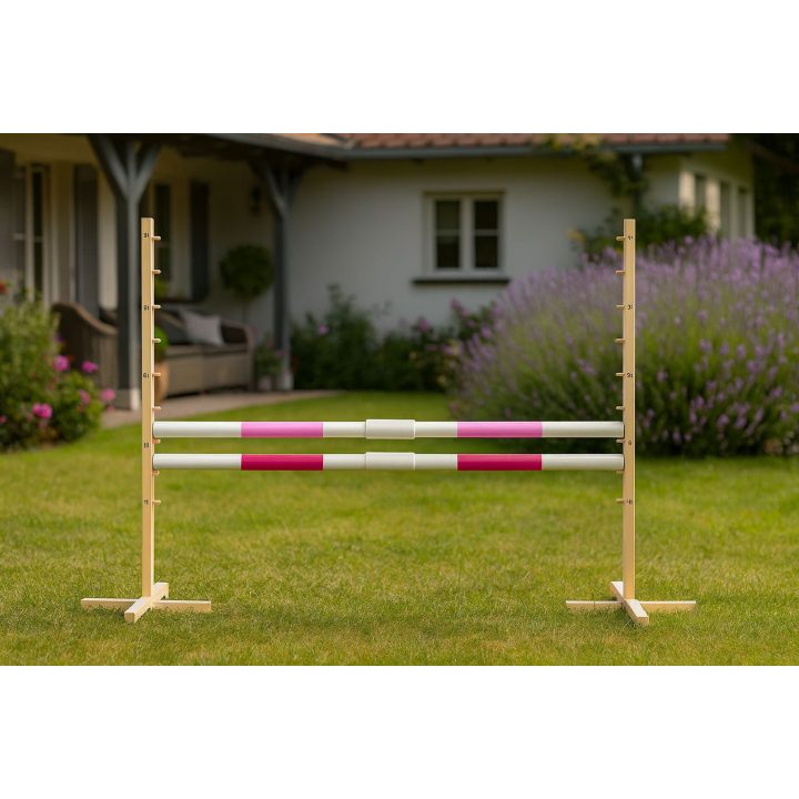 Šuolių kliūtis hobby horse 160 cm rožinė su dviem kartelėmis
