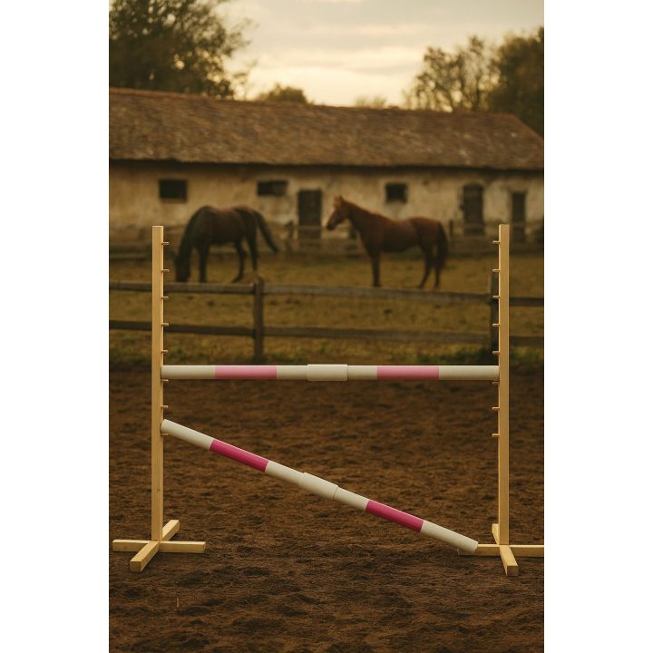 Šuolių kliūtis hobby horse 160 cm rožinė su dviem kartelėmis