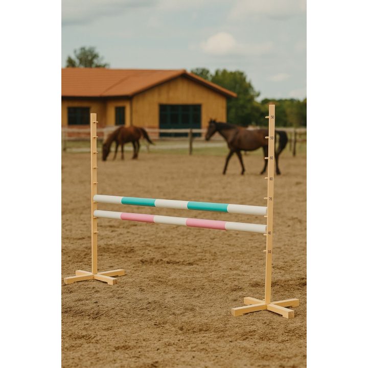 Šuolių kliūtis hobi arkliukui 120 cm mėtų ir šviesiai rožinė