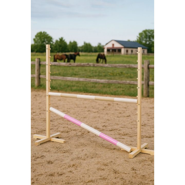Šuolių kliūtis Hobby Horse 120 cm smėlio ir šviesiai rožinė su dviem kartelėmis