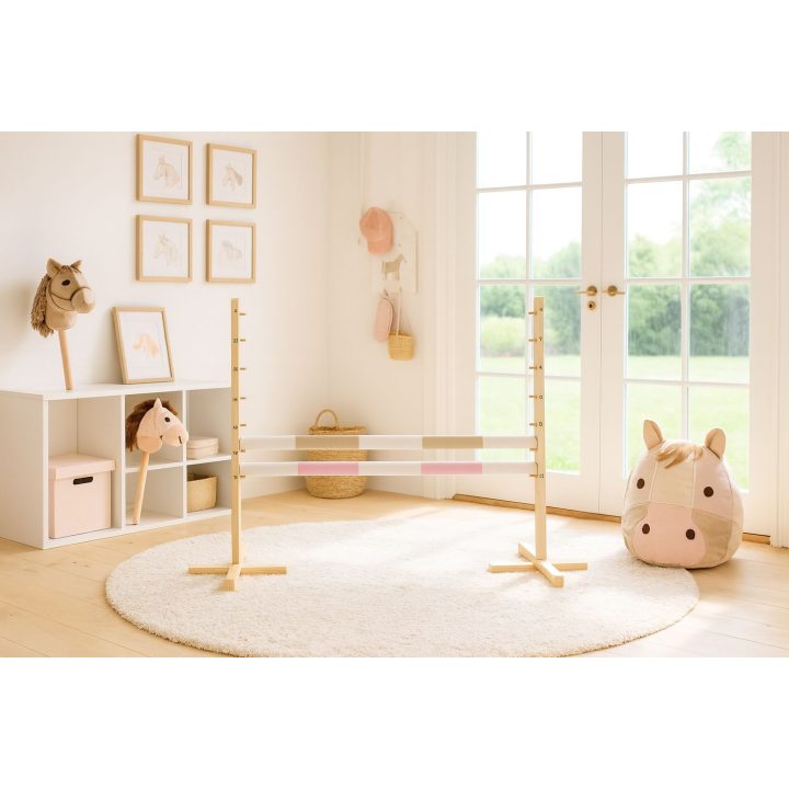 Šuolių kliūtis Hobby Horse 120 cm smėlio ir šviesiai rožinė su dviem kartelėmis