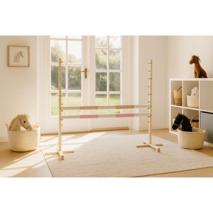 Šuolių kliūtis Hobby Horse 120 cm smėlio ir šviesiai rožinė su dviem kartelėmis