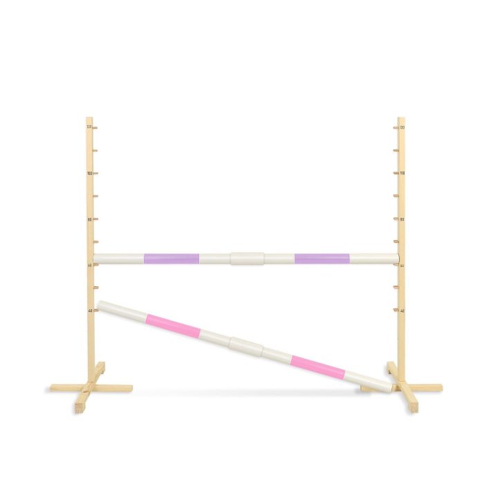 Šuolių kliūtis hobiarkliams 160×120 cm su dviem kartelėmis rožinė ir alyvinė
