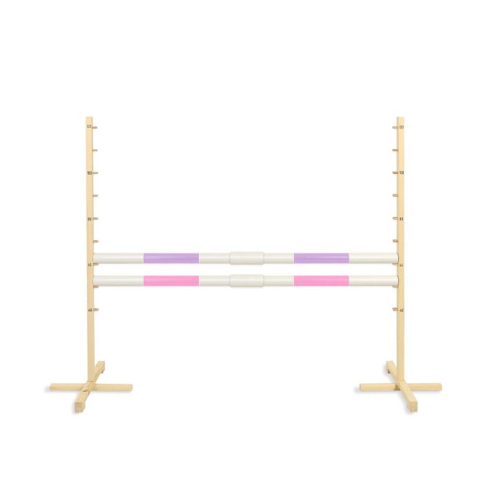 Šuolių kliūtis hobiarkliams 160×120 cm su dviem kartelėmis rožinė ir alyvinė
