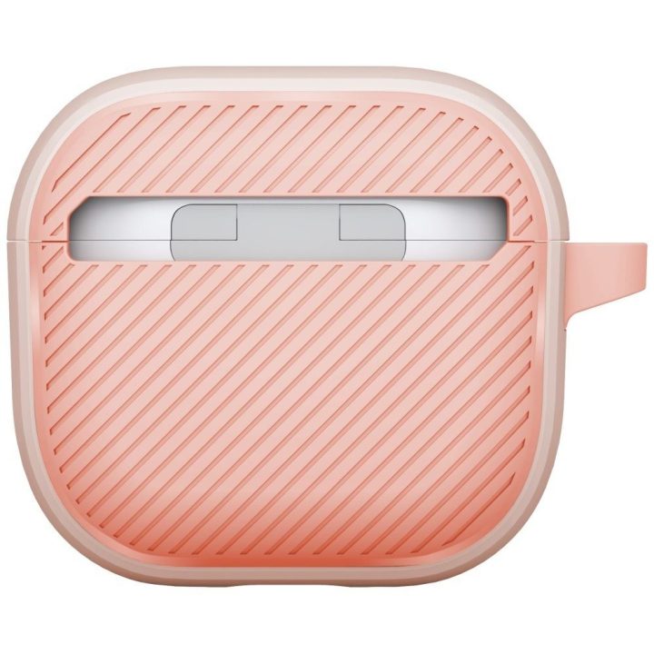 Ausinių dėklas AirPods 4 rožinis su karabinu Uniq