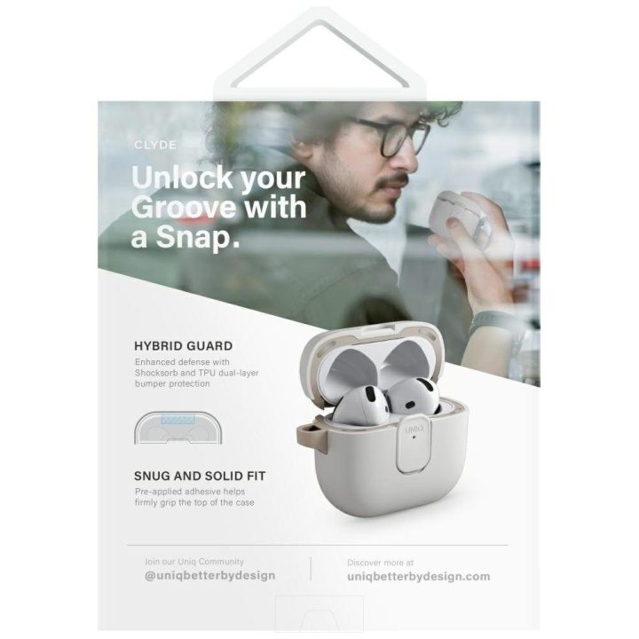 Ausinių dėklas AirPods 4 rožinis su karabinu Uniq