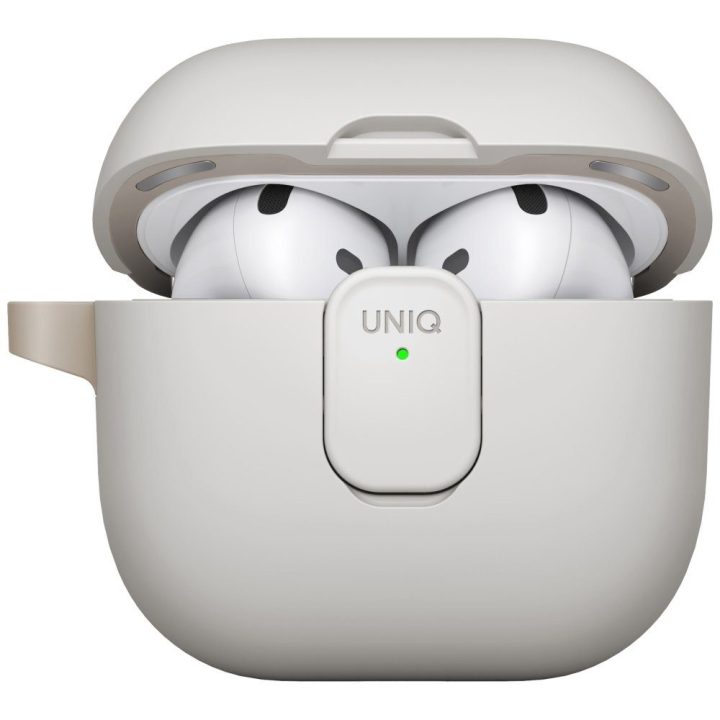 Ausinių dėklas AirPods 4 smėlio spalvos Uniq Clyde Lock