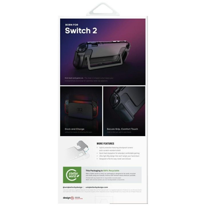 Konsolės dėklas Nintendo Switch 2 juodas Uniq