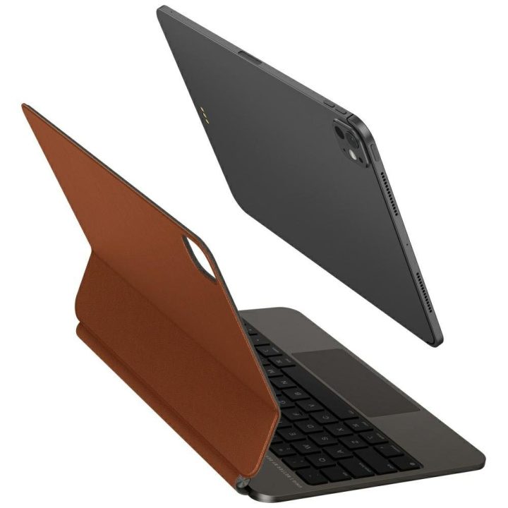 Planšetės dėklas klaviatūra iPad 11″ rudos spalvos magnetinis Uniq Venno Pro
