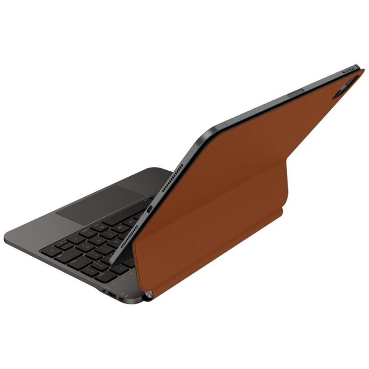 Planšetės dėklas klaviatūra iPad 11″ rudos spalvos magnetinis Uniq Venno Pro
