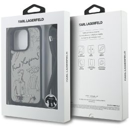 Telefono dėklas iPhone 16 Pro Max pilkas su dirželiu Karl Lagerfeld