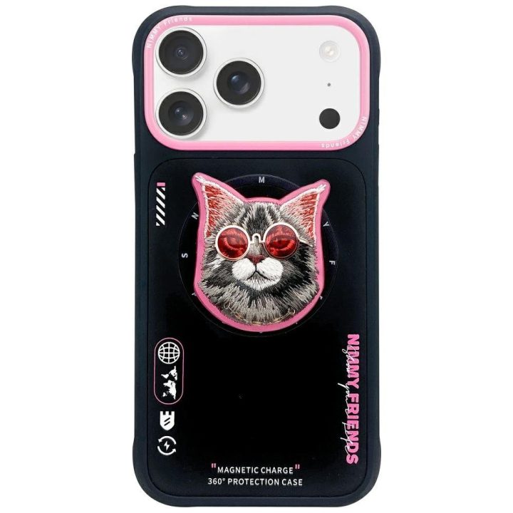 Telefono dėklas iPhone 17 Pro juodas ir rožinis MagSafe Nimmy