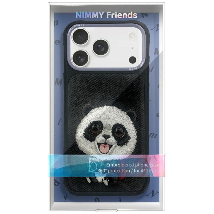 Telefono dėklas iPhone 17 su panda, juodas, Nimmy