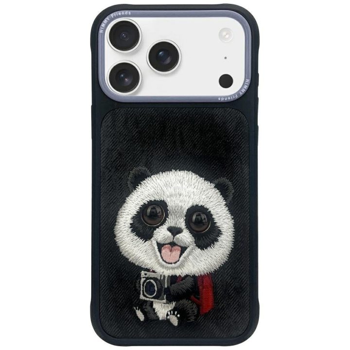 Telefono dėklas iPhone 17 su panda, juodas, Nimmy