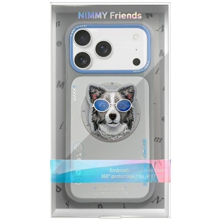 Telefono dėklas iPhone 17 Pro pilkas MagSafe su šunimi Nimmy