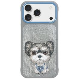 Telefono dėklas iPhone 17 Pro pilkas su šuniuku Nimmy