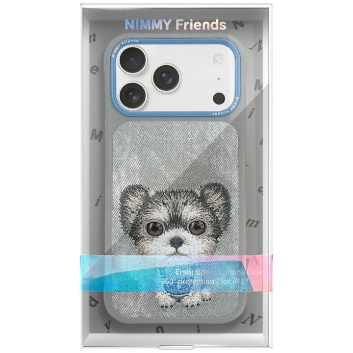 Telefono dėklas iPhone 17 Pro pilkas su šuniuku Nimmy
