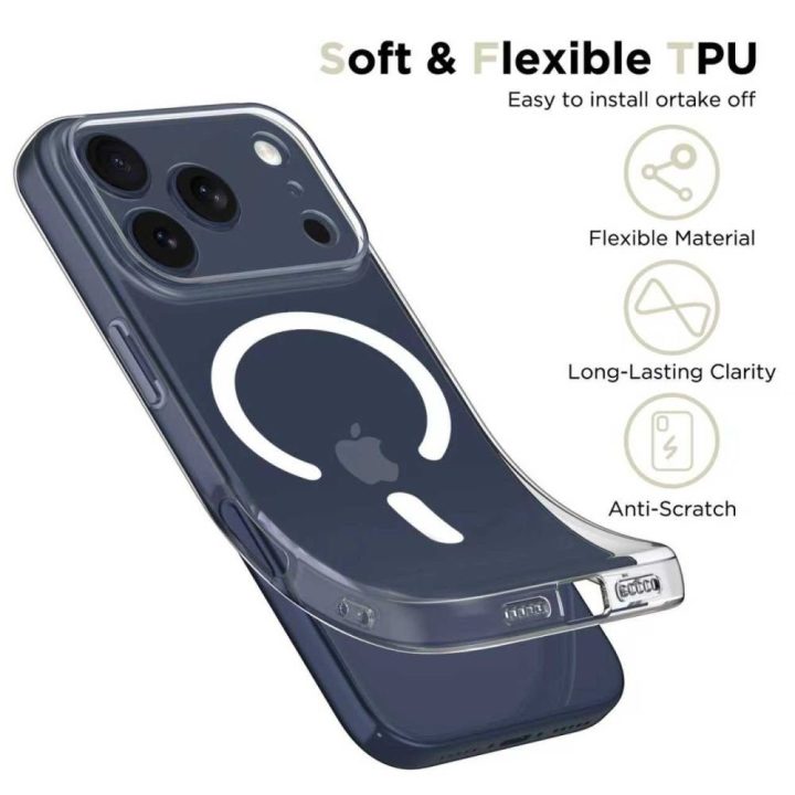 Telefono dėklas iPhone 17 Pro skaidrus MagSafe