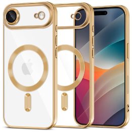 Telefono dėklas iPhone 17 Air skaidrus aukso spalvos MagSafe MagFlex