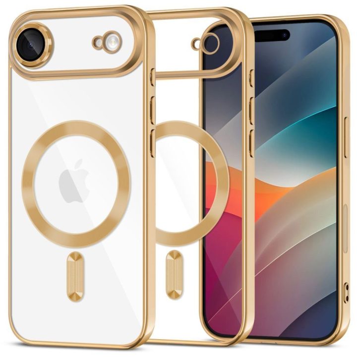 Telefono dėklas iPhone 17 Air skaidrus aukso spalvos MagSafe MagFlex