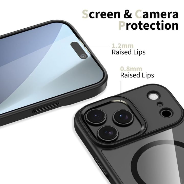 Telefono dėklas iPhone 17 Pro skaidrus juodas MagSafe MagMat