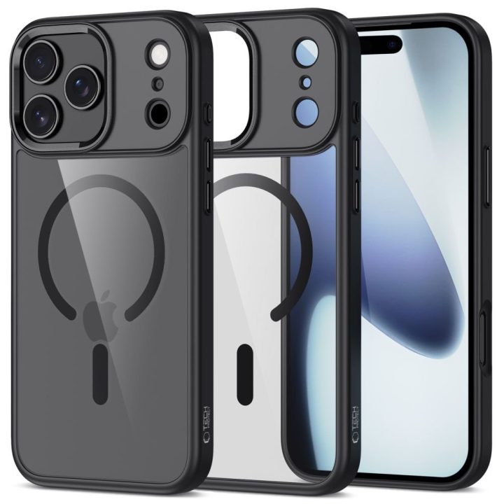 Telefono dėklas iPhone 17 Pro skaidrus juodas MagSafe MagMat