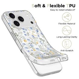 Telefono dėklas iPhone 17 Pro Max margintas gėlėmis MagSafe