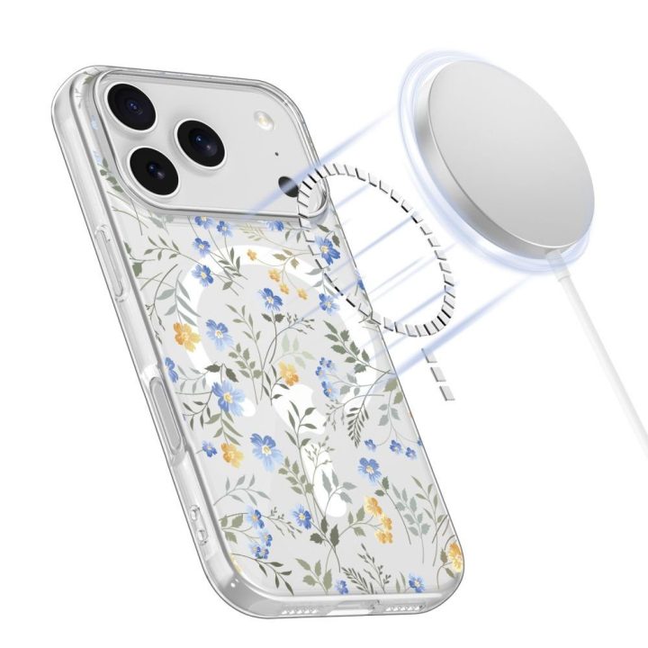 Telefono dėklas iPhone 17 Pro Max margintas gėlėmis MagSafe