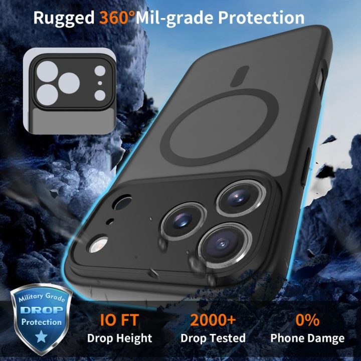 Telefono dėklas iPhone 17 Pro Max juodas matinis MagSafe