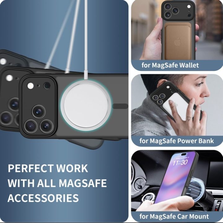 Telefono dėklas iPhone 17 Pro Max juodas matinis MagSafe